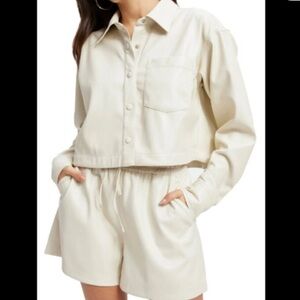 Good American Bone Faux Leather Jacket